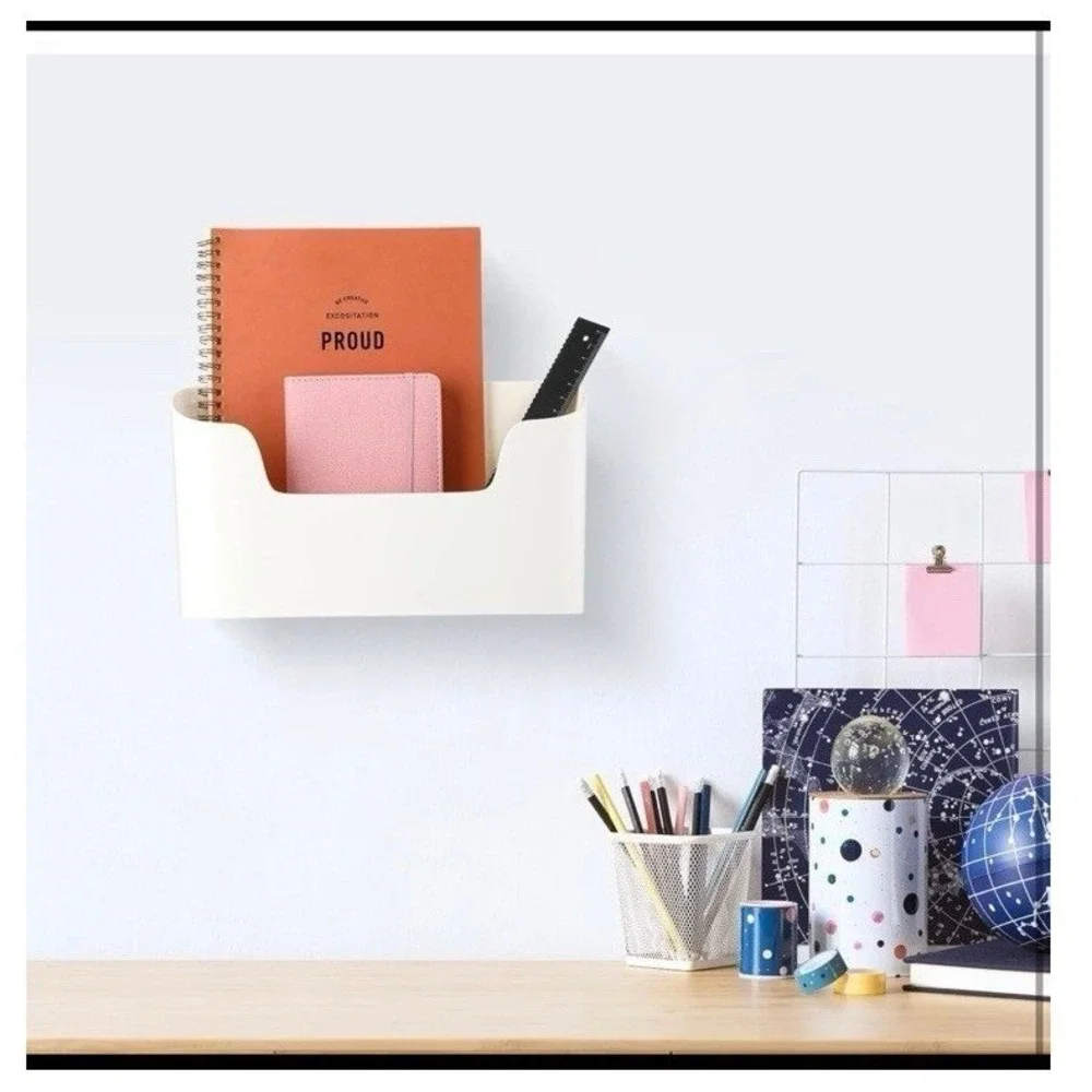 Wall File Holder White Plastic Mail Organizer Wall Mount File (6) PCS